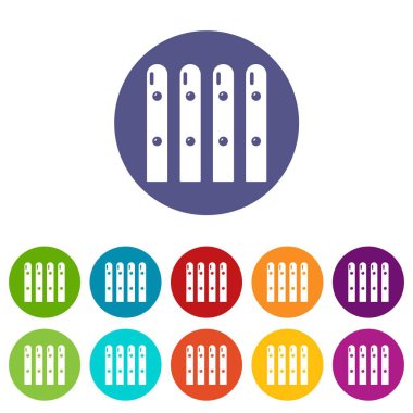 Ahşap çit simgeler vektör renk ayarla