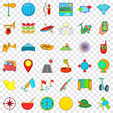 Yaz spor simgeleri ayarla, tarzı çizgi film