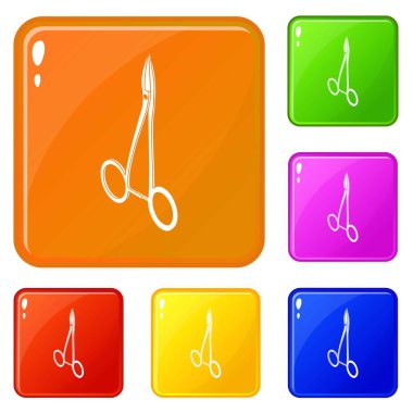 Hastane forseps simgeler vektör renk ayarla