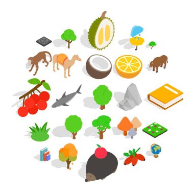 Orman hayat Icons set, izometrik tarzı