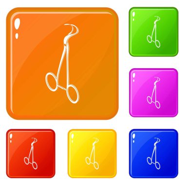 Havlu forseps simgeler vektör renk ayarla