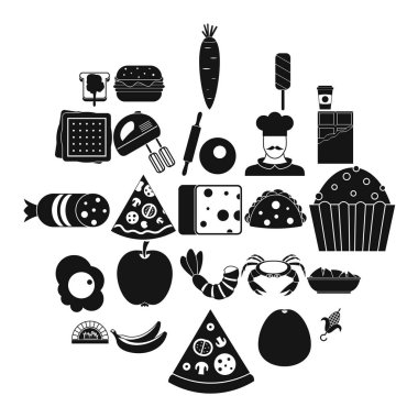 En sevdiğim yemek Icons set, basit tarzı