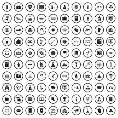 100 suç Icons set, basit tarzı 