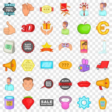 Satılık Icons set için reklam, karikatür tarzı