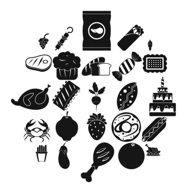 En sevdiğim lezzettir Icons set, basit tarzı