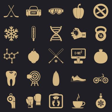 Kötü alışkanlıkları Icons set, basit stil olmadan