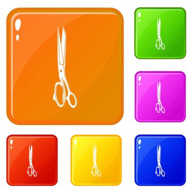 Büyük tıbbi makas simgeler vektör renk ayarla