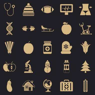 İyi bir sağlık Icons set, basit tarzı