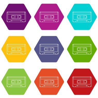 9 vektör ses kaset Icons set