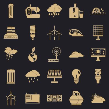 Yel değirmeni Icons set, basit tarzı