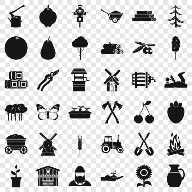 Tarım Ekipmanları Icons set, basit tarzı