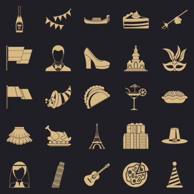 Şarap Icons set, basit tarzı