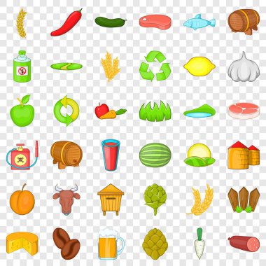 Çiftlik çalışma simgeler kümesi, karikatür tarzı