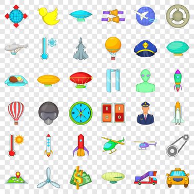 Uçak Icons set, karikatür tarzı