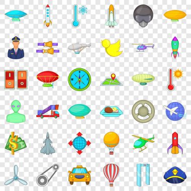 Uçan taşıma simgeler kümesi, karikatür tarzı