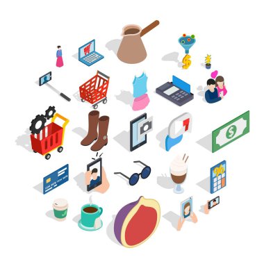 Kadınsı Icons set, izometrik stili