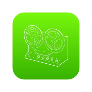 Retro kaydedici simgesi yeşil vektör