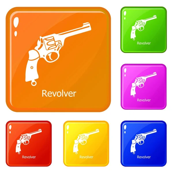 Revolver iconen instellen vector kleur — Stockvector