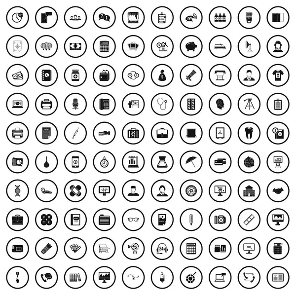 Ensemble de 100 icônes de département, style simple — Image vectorielle