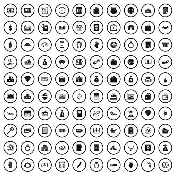 100 depozito Icons set, basit tarzı — Stok Vektör