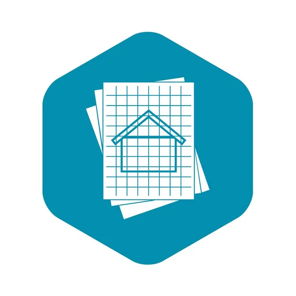 Haus Blaupause Symbol, einfacher Stil — Stockvektor