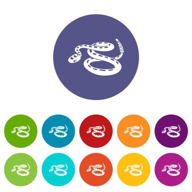 Çıngıraklı yılan simgeler vektör renk ayarla