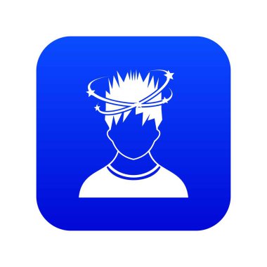 Adam baş dönmesi simgesi dijital mavi