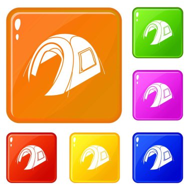 Modern Çadır simgeler vektör renk ayarla