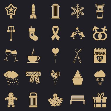 Tatil Icons set, basit tarzı