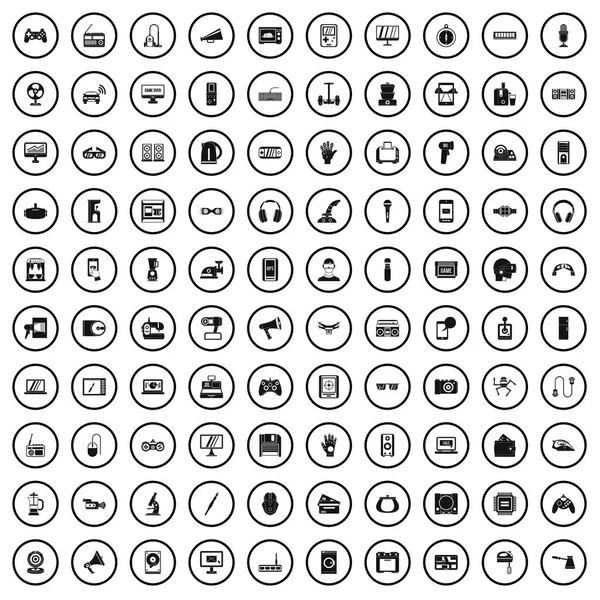 100 app pictogrammen apparaatset, eenvoudige stijl — Stockvector