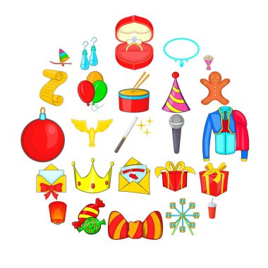 Ciddi Icons set, karikatür tarzı