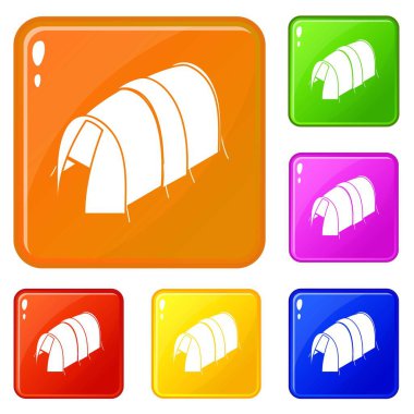 Uzun çadır simgeler vektör renk ayarla