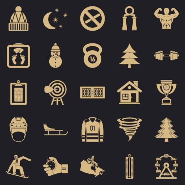 Kış spor Icons set, basit tarzı