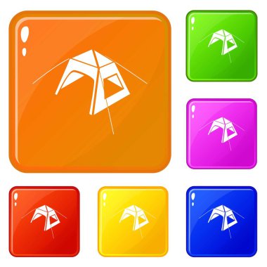 Çocuk çadır simgeler kümesi vektör renk