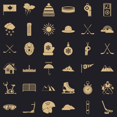 Kış Icons set, basit tarzı tahmin