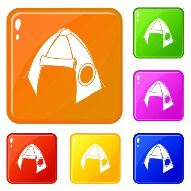 Kabile çadır simgeler vektör renk ayarla