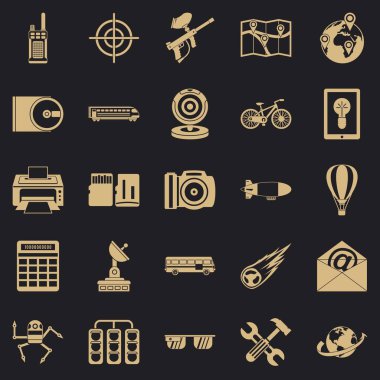 Yüksek teknoloji Icons set, basit tarzı