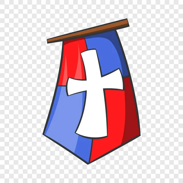 Bandeira medieval vermelha e azul com ícone de cruz — Vetor de Stock