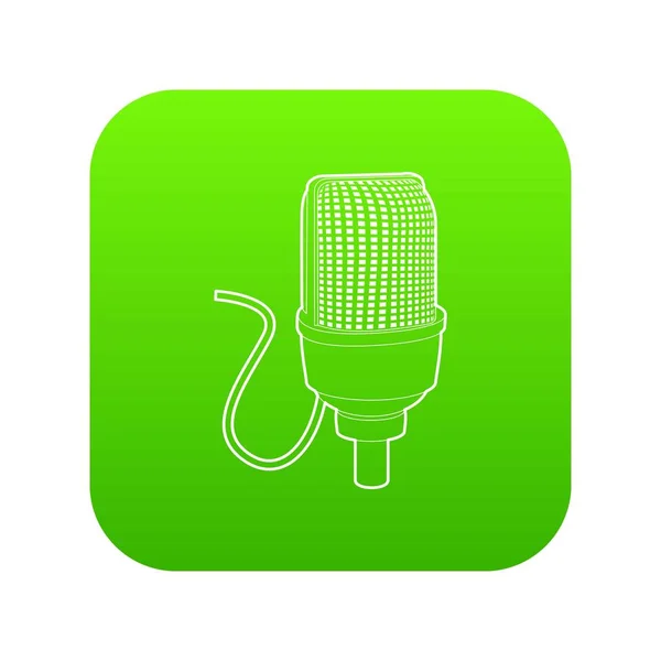 Icône de microphone rétro vecteur vert — Image vectorielle