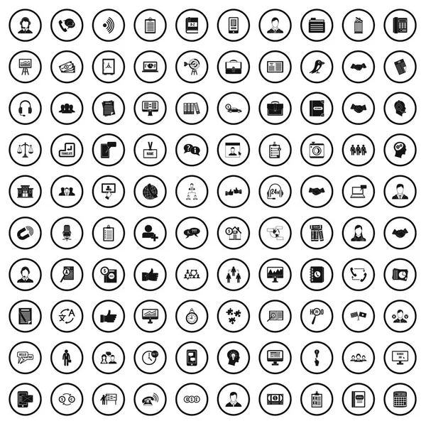 Ensemble de 100 icônes de discussion, style simple — Image vectorielle