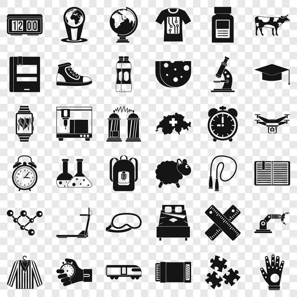 Swiss things icons set, simple style