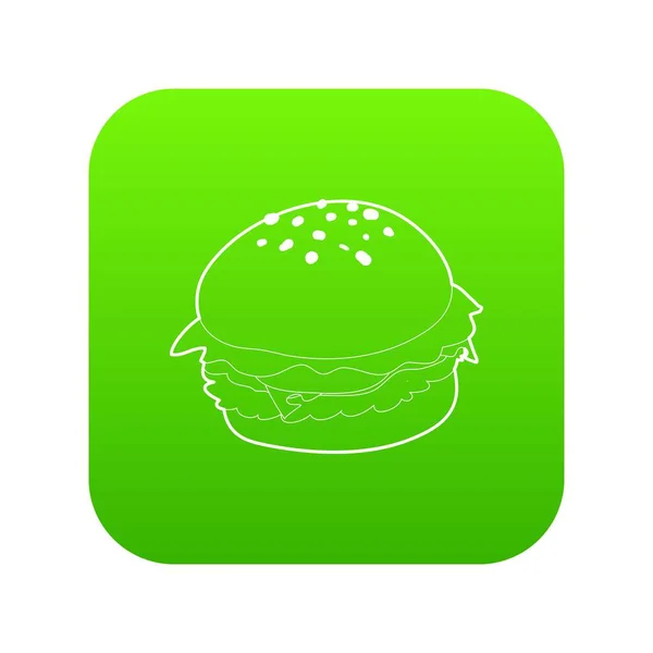 Hambúrguer ícone vetor verde — Vetor de Stock