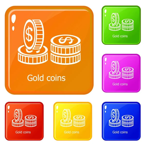 Coin icons set vector color — Stock Vector