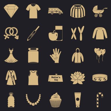 İlişkiler Icons set, basit tarzı