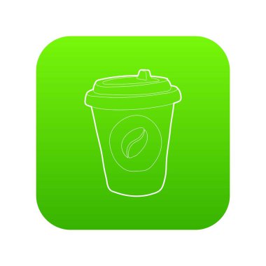 Plastik bardak kahve yeşil simge vektör