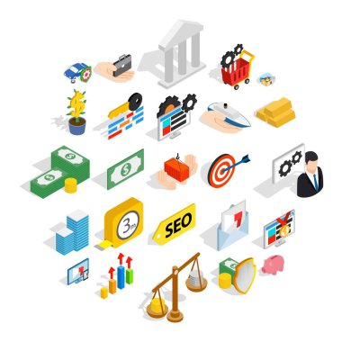 Bankacılık ev Icons set, izometrik stili
