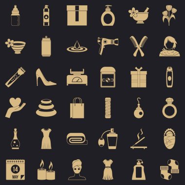 Kadın sunum simgeler kümesi, basit tarzı