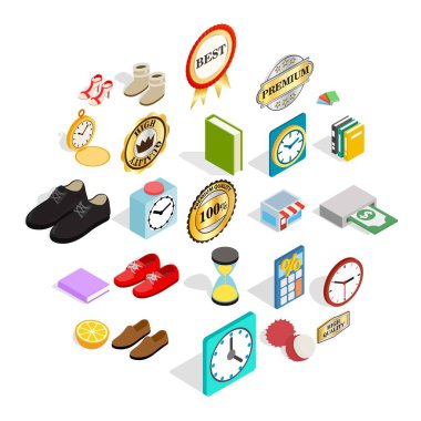 Mükemmellik Icons set, izometrik stili