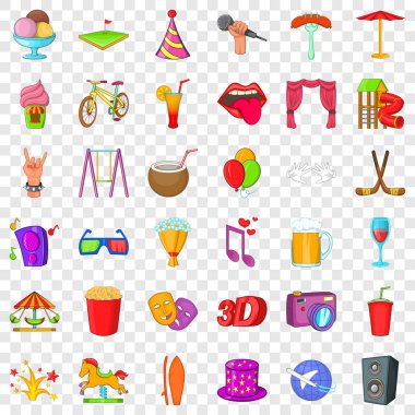 Eğlence Icons set, karikatür tarzı