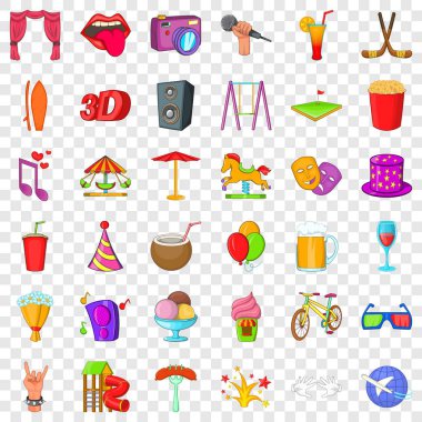 Eğlence Parkı simgeler ayarla, tarzı çizgi film